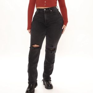 Straight leg ripped jeans